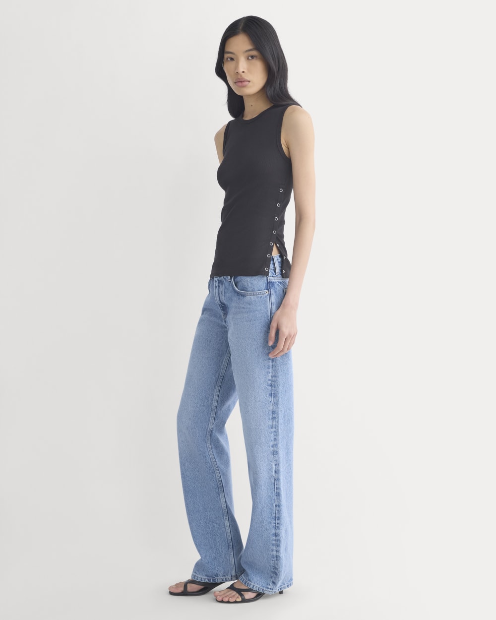 Luxe Rib Side Snap Tank | Black