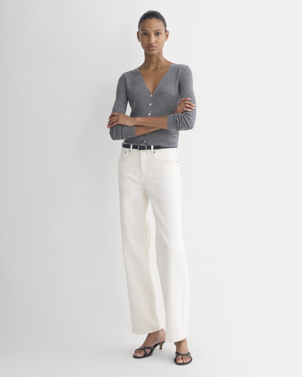 The Cardigan in Ultrasoft Merino | Heather Mid Grey