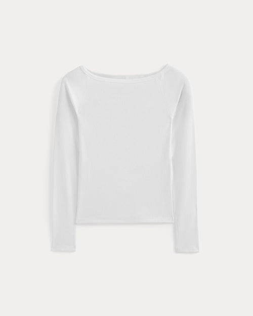 Luxe Rib Boatneck Top | White