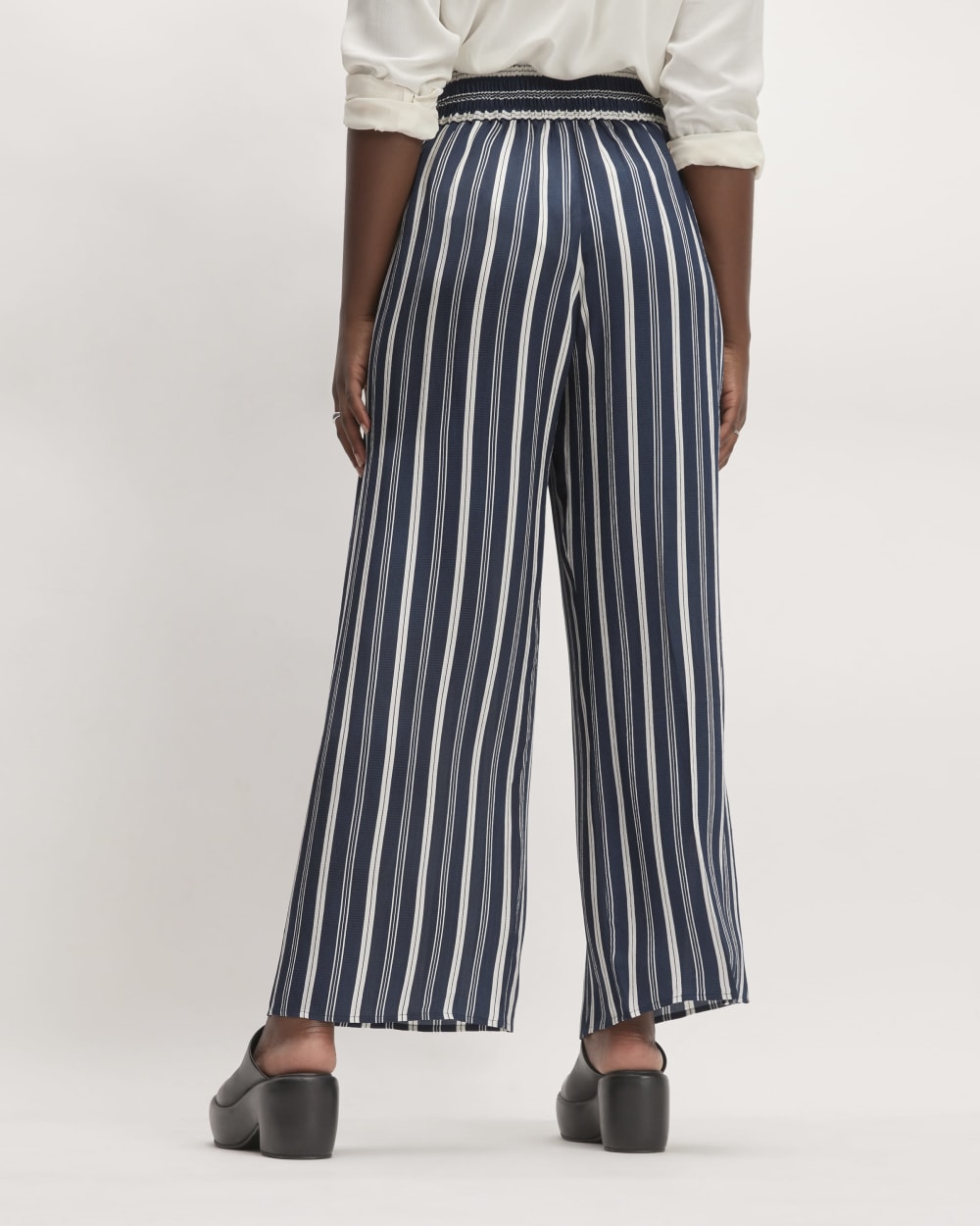 The Satin Pull-On Pant |  Navy / Bone