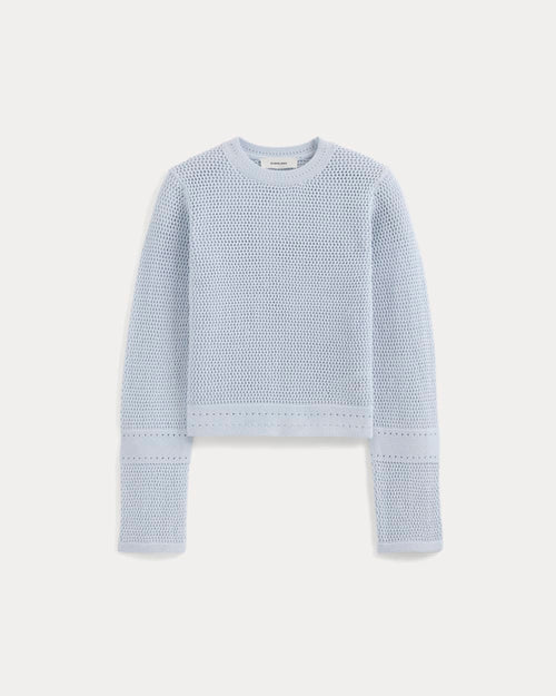 Open Knit Long-Sleeve Crew in Everyday Cotton | Skywriting