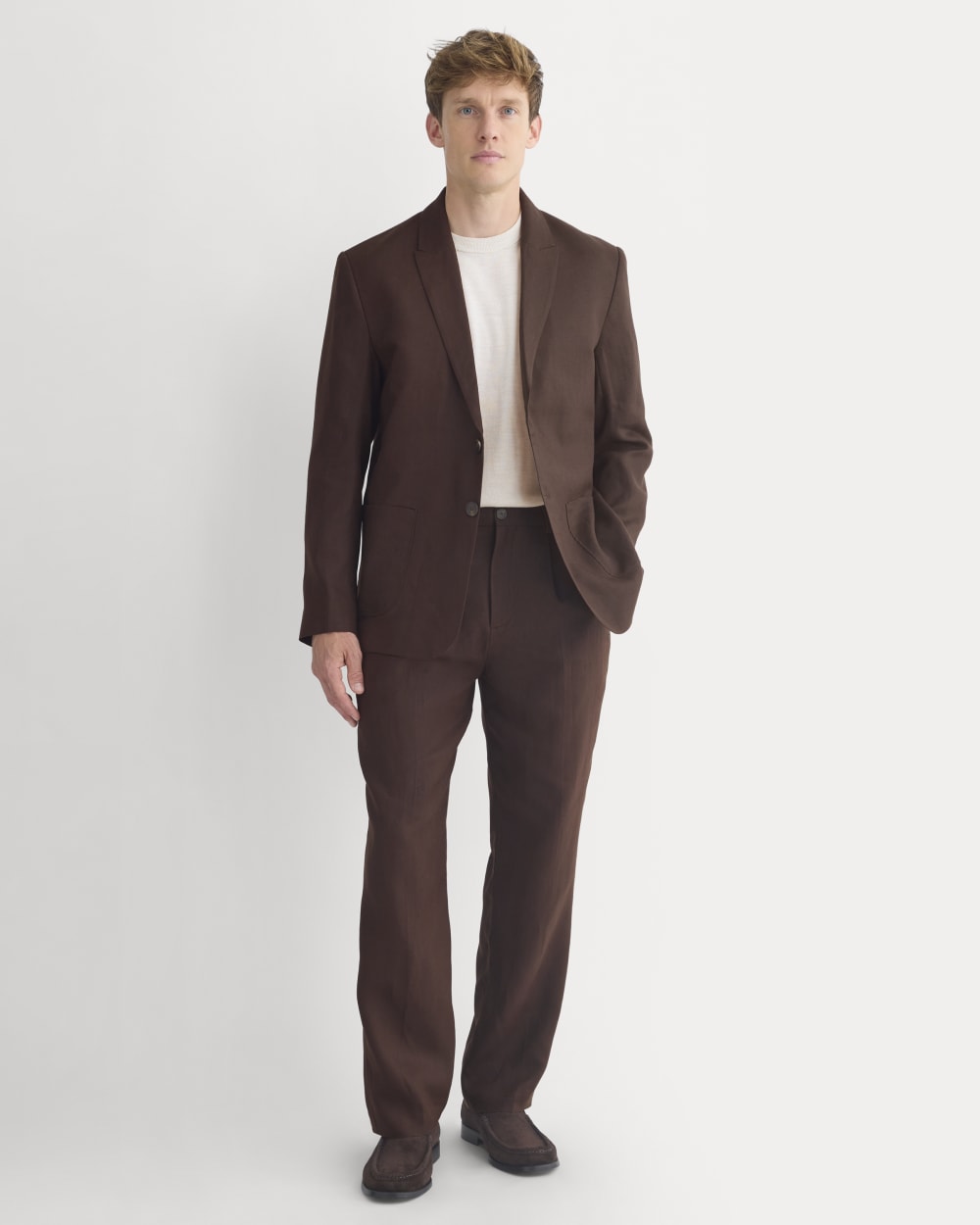 Soyeux Linen Pleated Trouser | Dark Brown