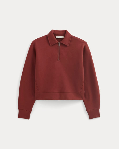 Luxe Fleece Zip Polo | Merlot