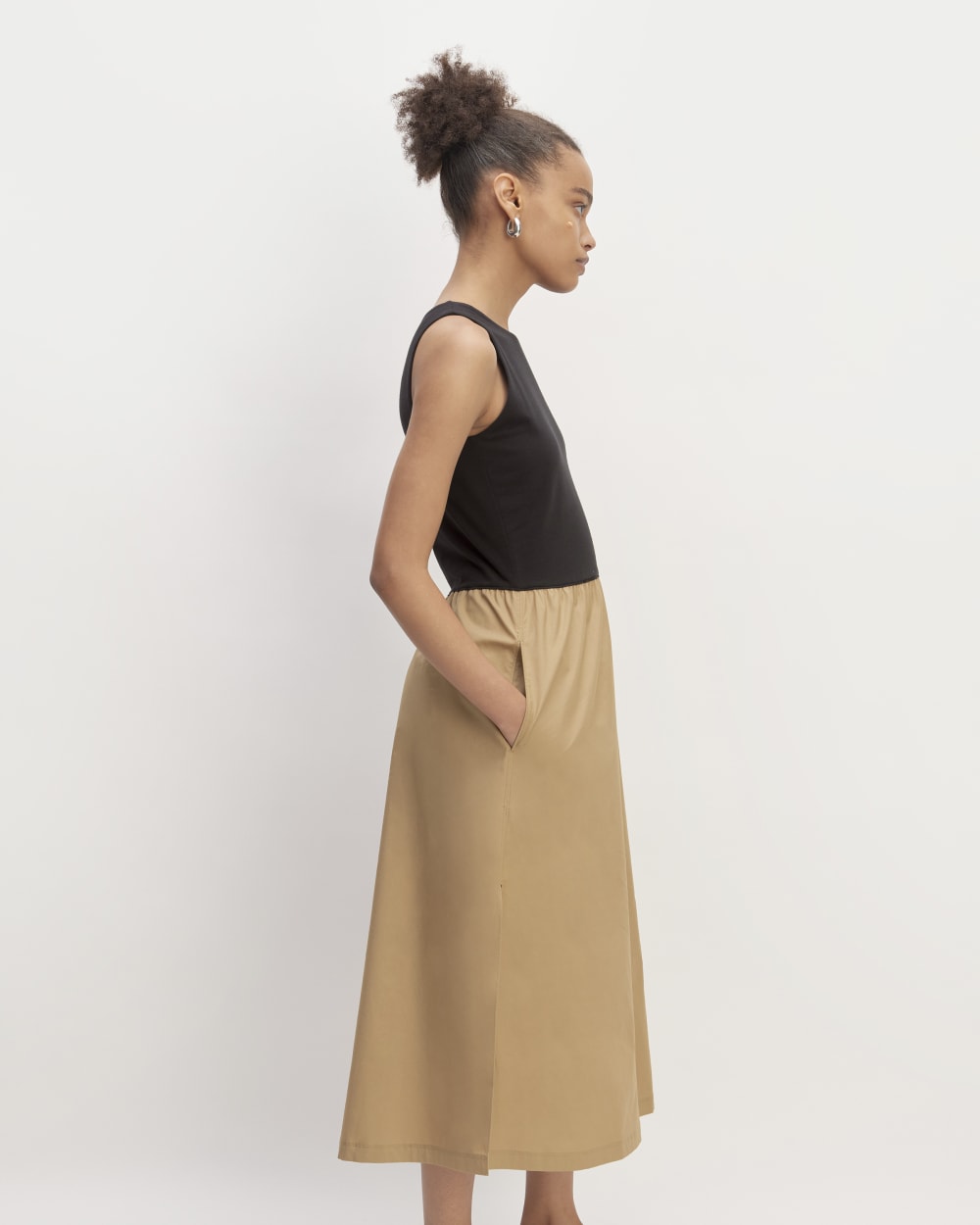 The Supima® High-Neck Riviera Dress | Black / Tiger's Eye