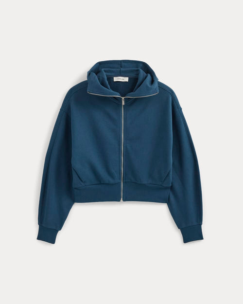 Lightweight Terry Cropped Full-Zip | Blue Wing Teal