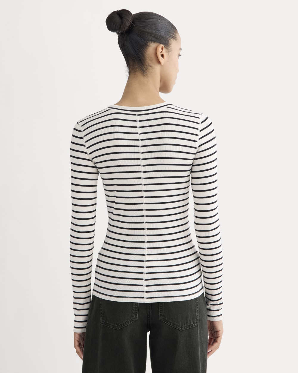 The Luxe Rib Henley | Bone / Black