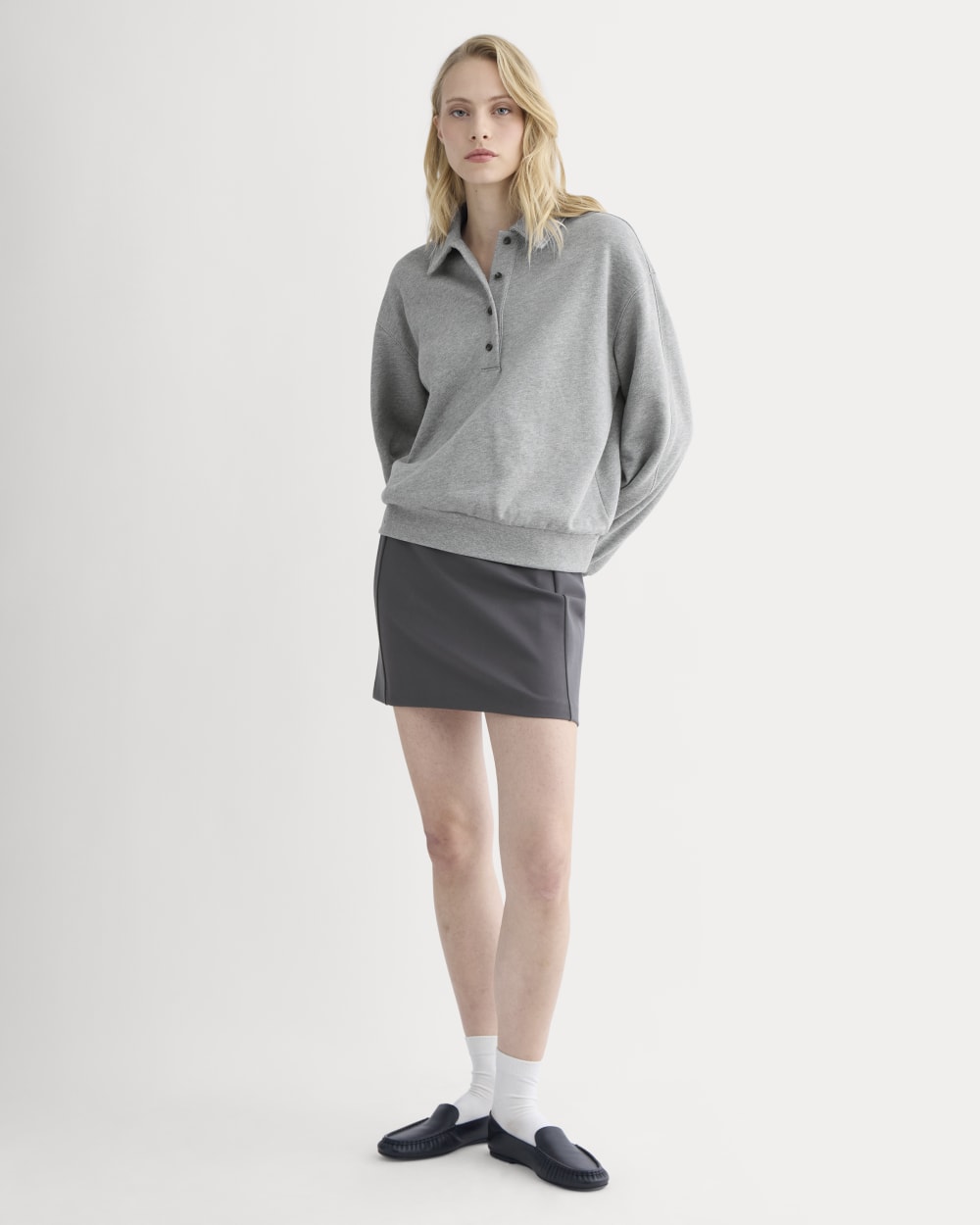 Lightweight Terry Polo Sweatshirt | Vintage Heather Grey