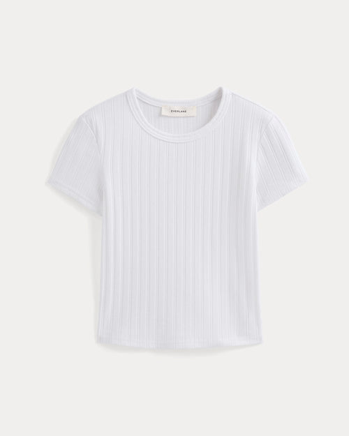 Cropped Crew in Pointelle | White