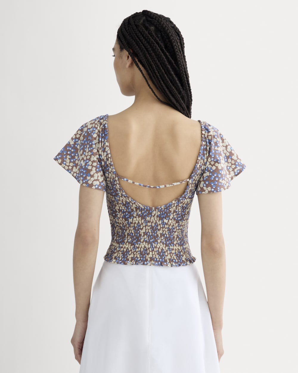 The Gauze Smocked Top | Mocha Floral