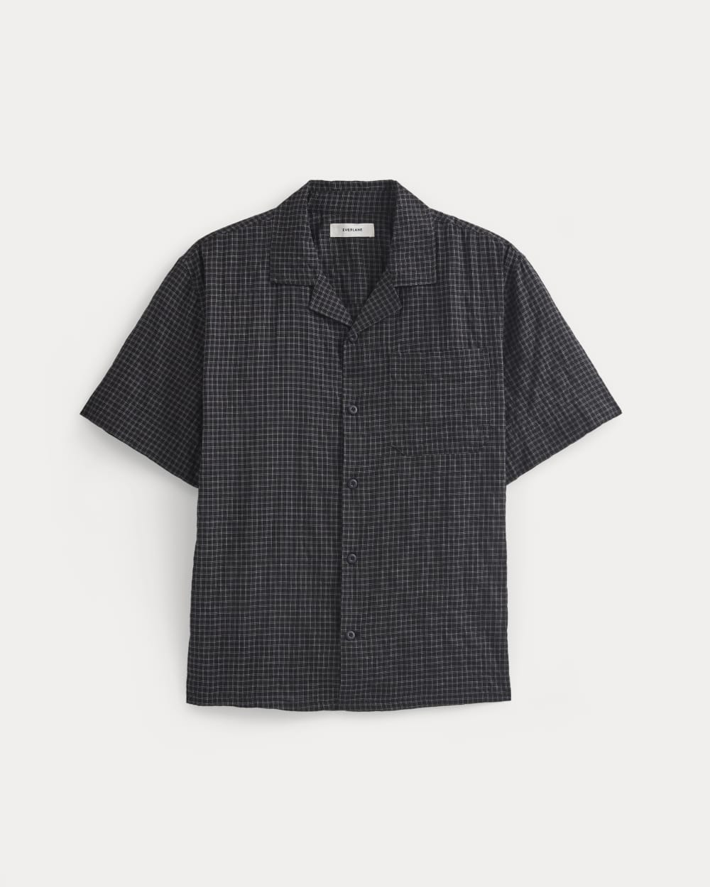 Textured Voile Resort Shirt | Black Plaid