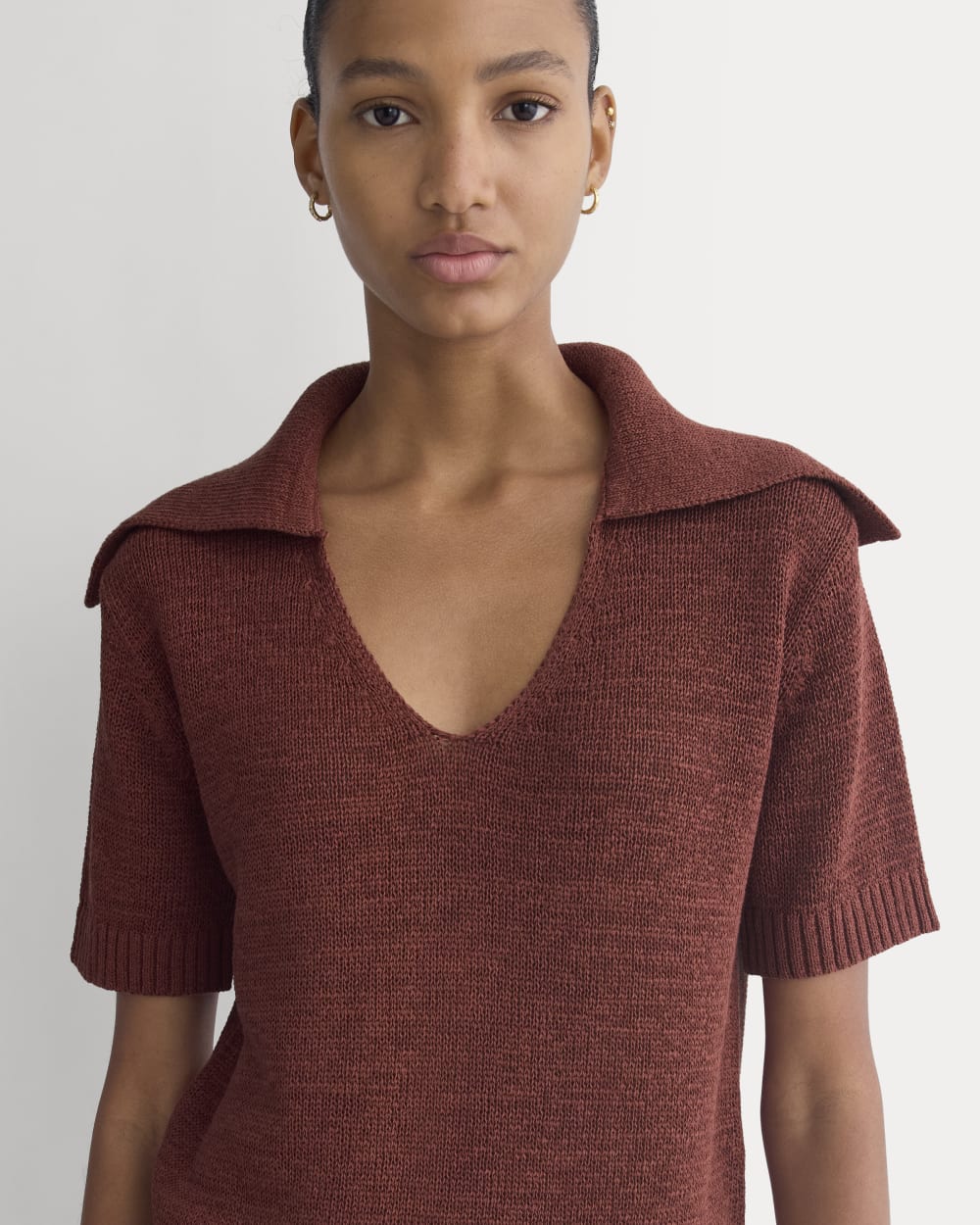 Open Collar Polo | Henna Red
