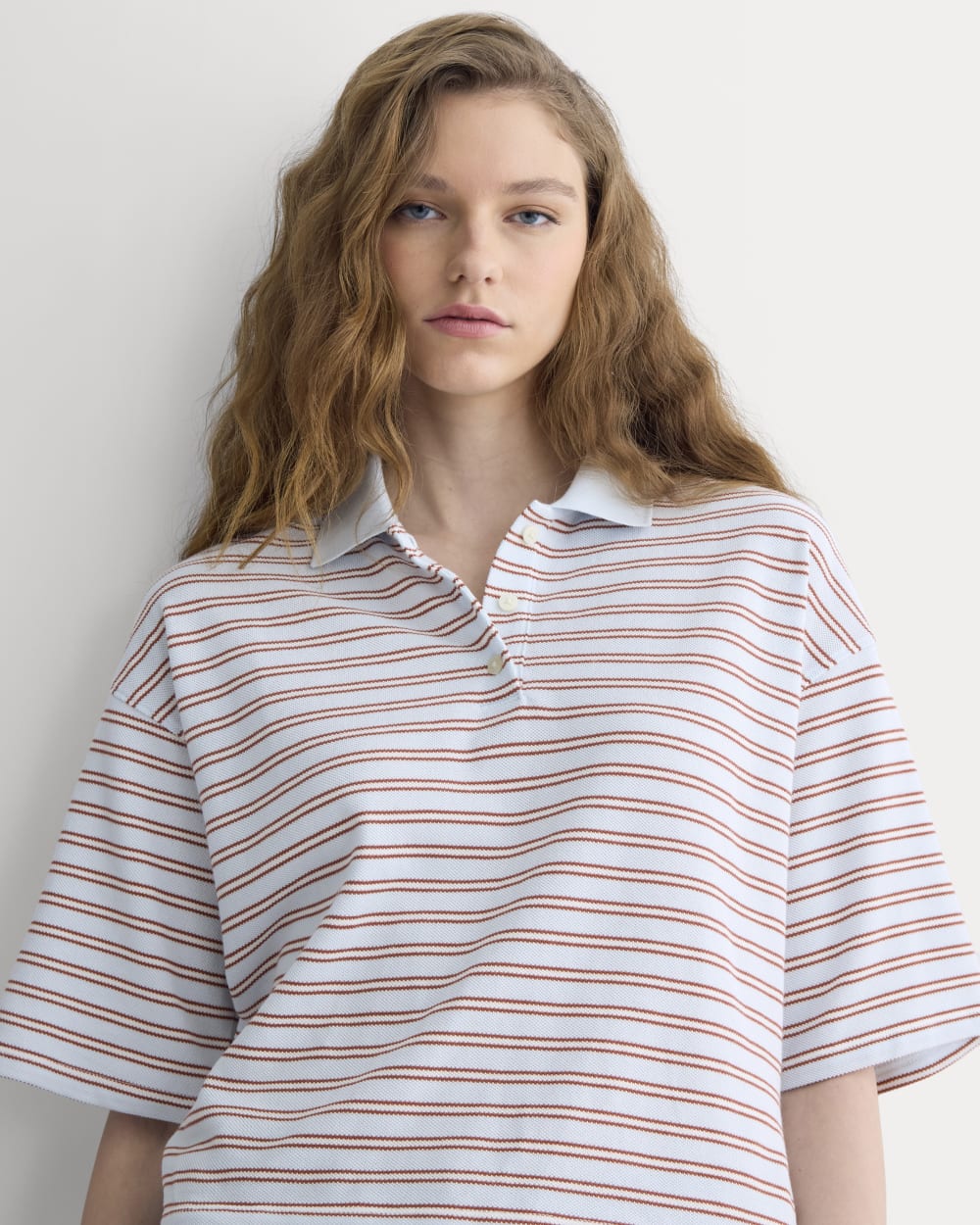 Pique Boxy Polo | Skywriting/Henna/Gardenia