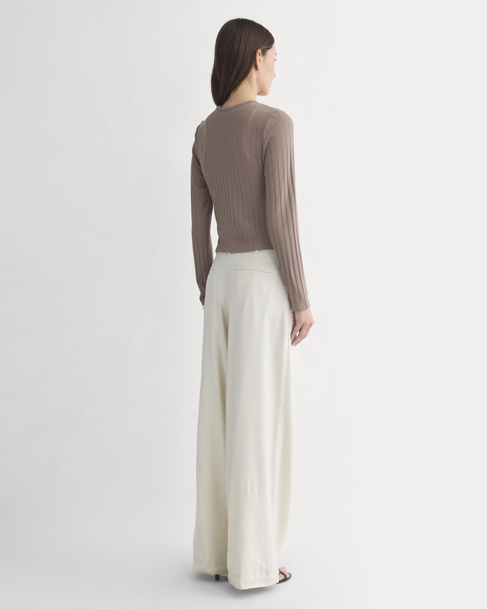 Cardigan in Pointelle | Heathered Chocolate Chip