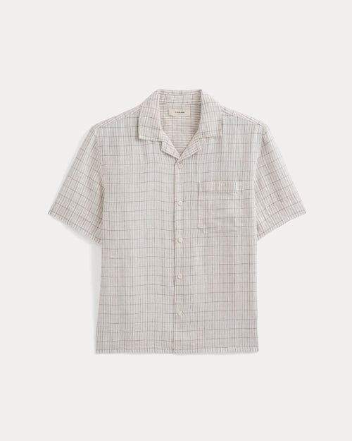 Linen Resort Shirt | Bone Plaid