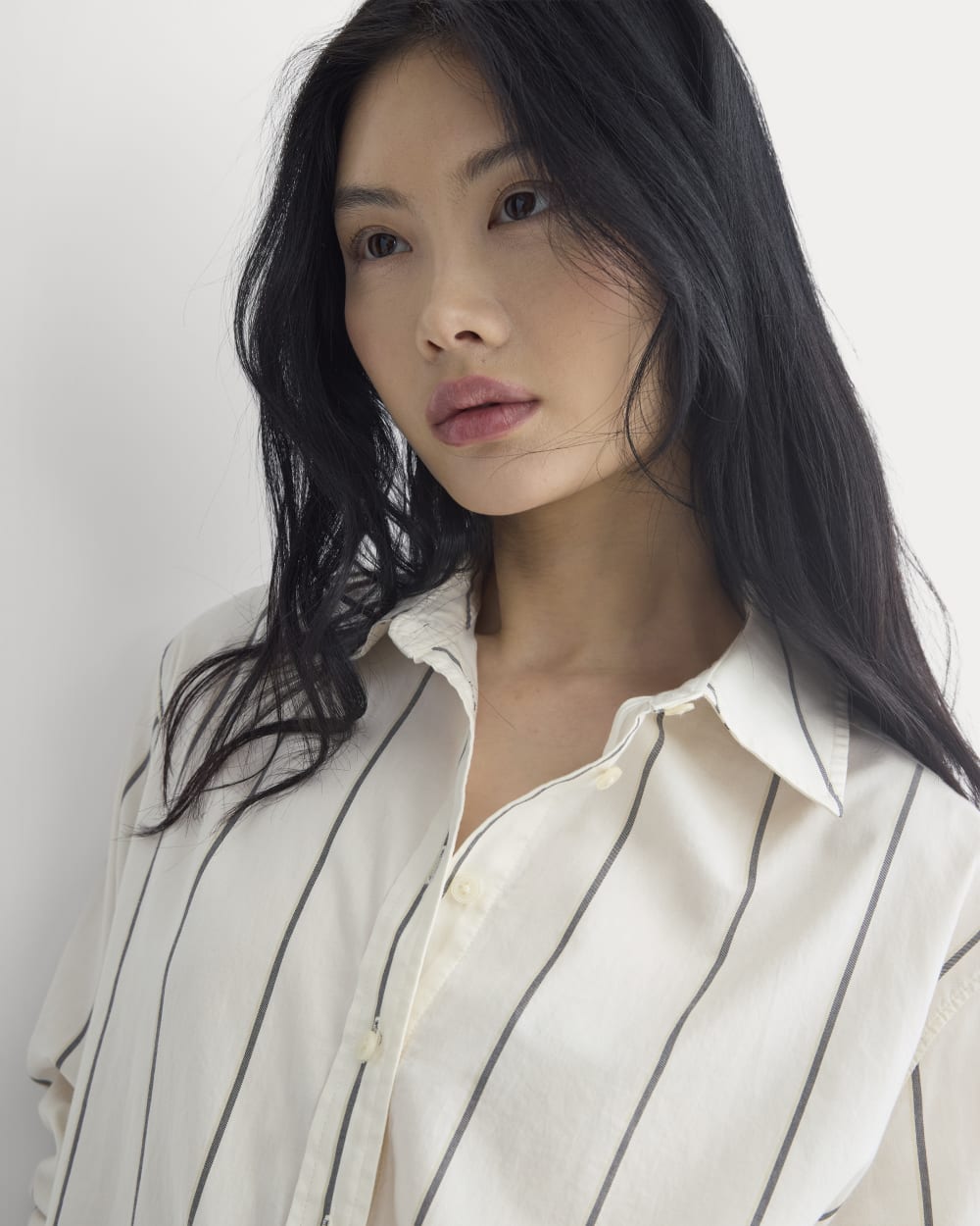 Everyday Shirt in Silky Cotton | Gardenia/Meteorite