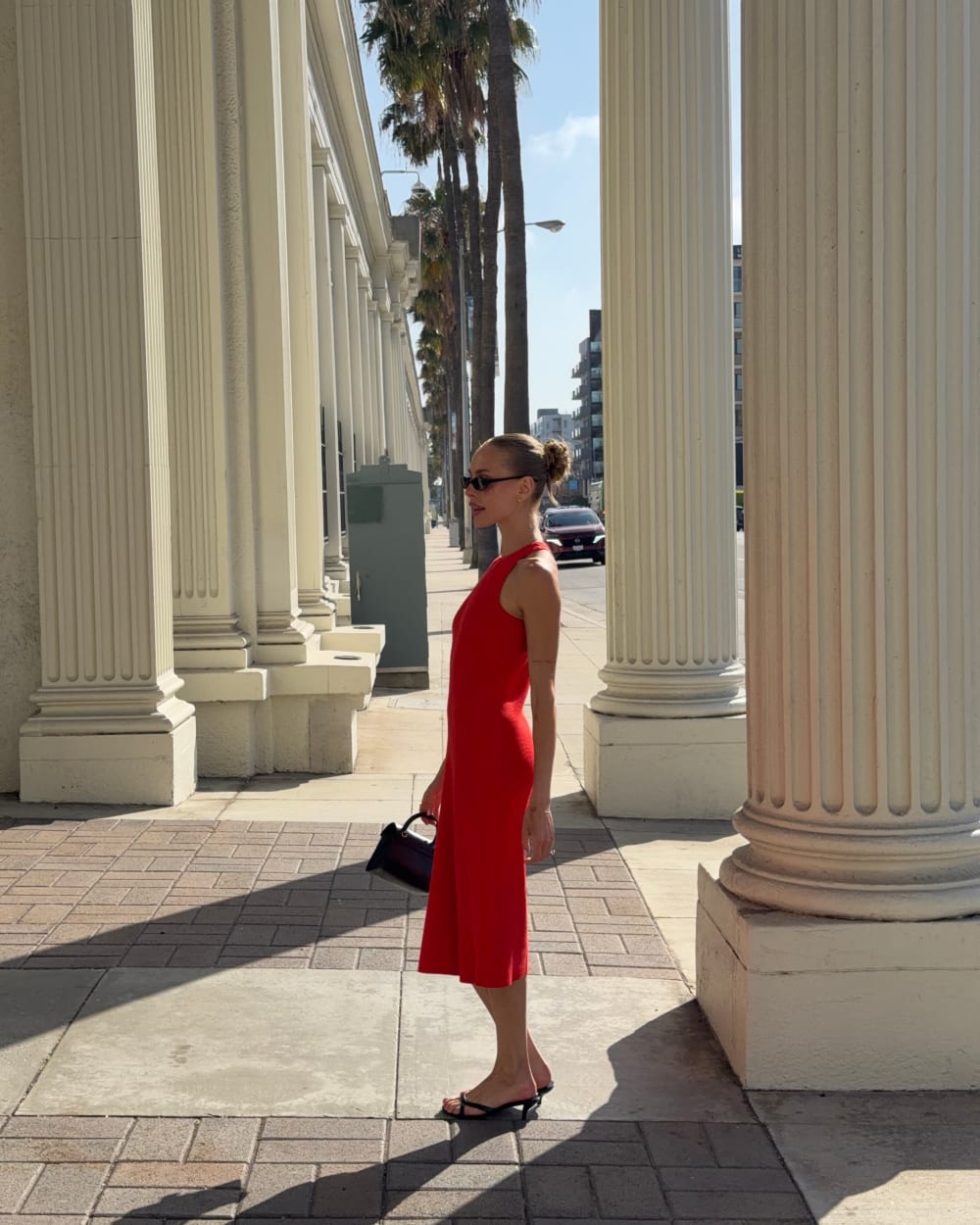 Cutaway Ribbed Midi Dress | Fiery Red