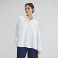The Boxy Oxford | White / Periwinkle Mini Stripe