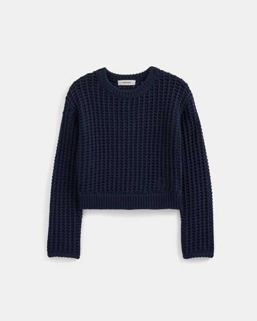 Open-Knit Crew in Elevated Cotton | Navy