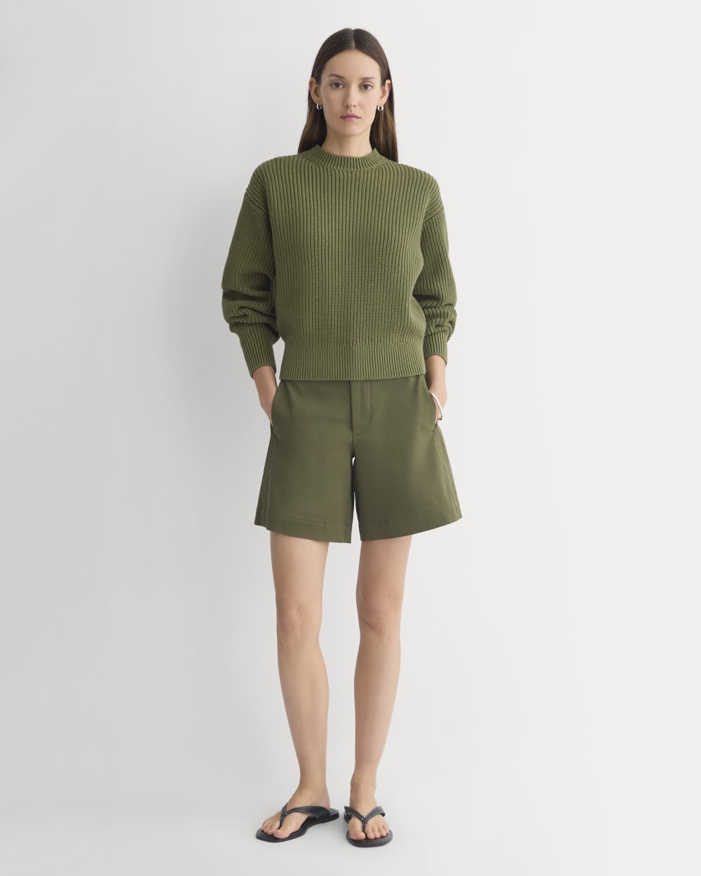 Cropped Ribbed Crew in Everyday Cotton | Mayfly