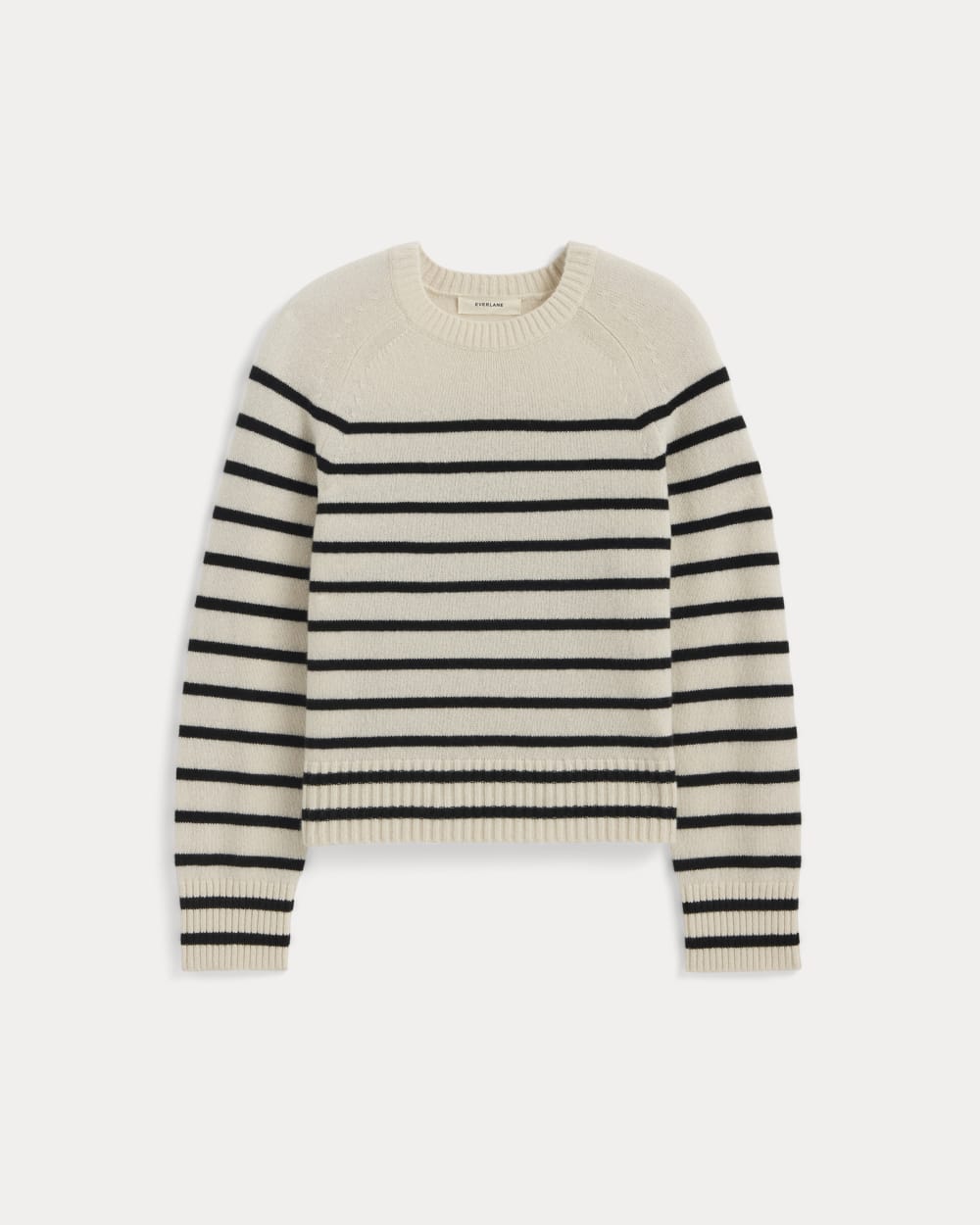 The Boxy Crew in Cashmere | Bone / Black