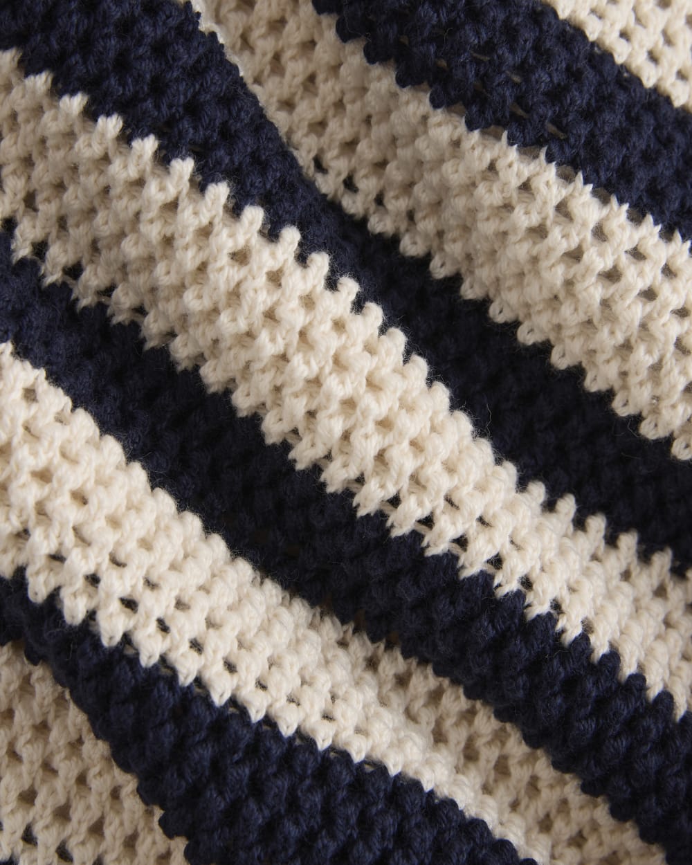 Open Knit Long-Sleeve Crew in Everyday Cotton | Canvas / Navy