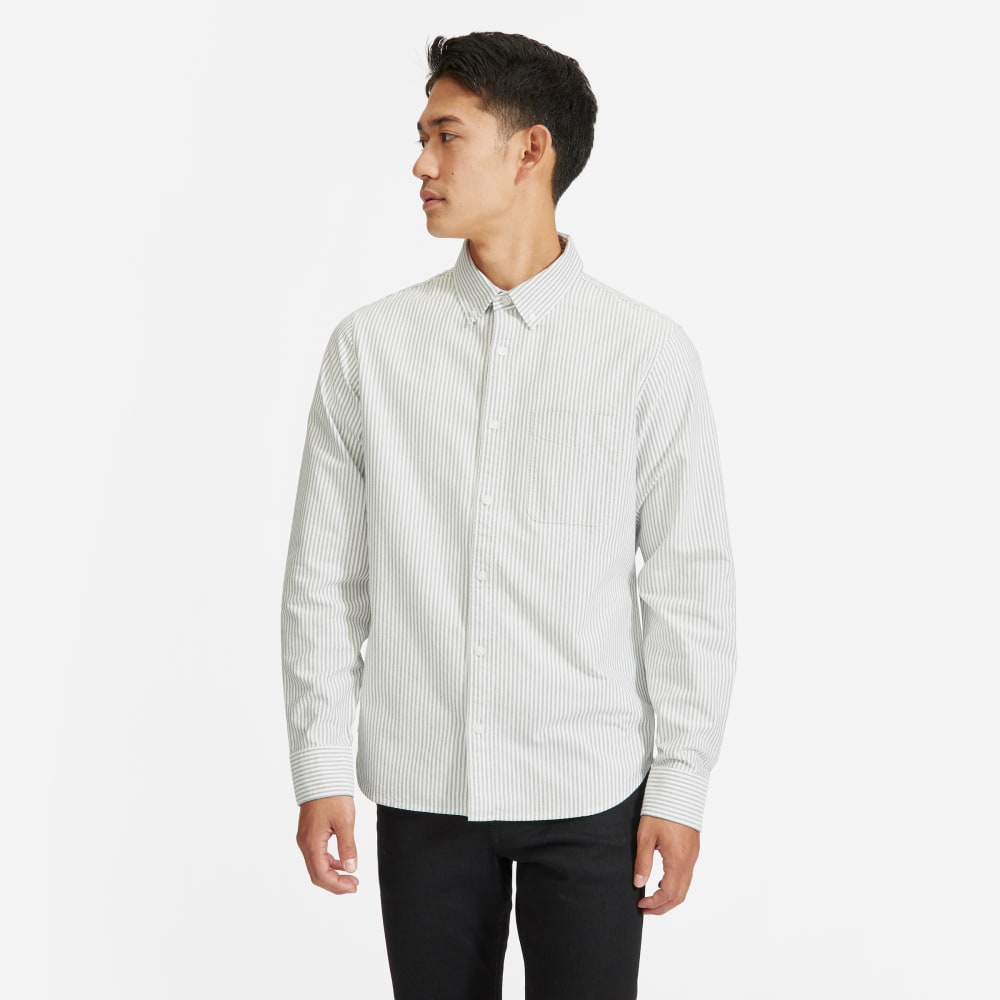 The Standard Fit Japanese Oxford Shirt | Uniform | White / Black Stripe | Standard