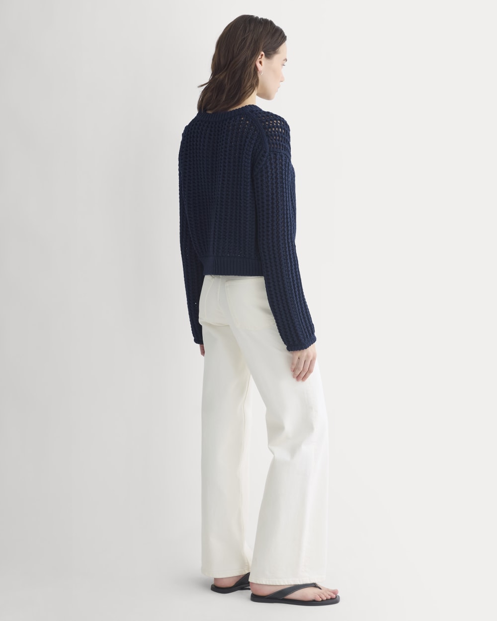 Open-Knit Crew in Elevated Cotton | Navy