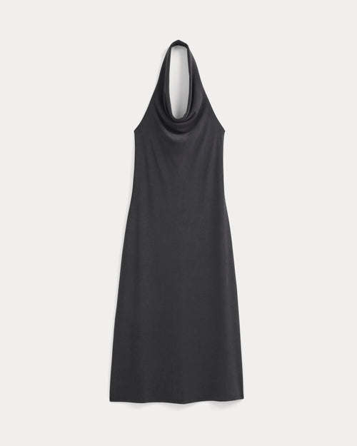 Cowlneck Halter Dress in Butterknit | Black