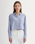 The Way-Short Shirt in Silky Cotton | Bone / Mazarine Blue