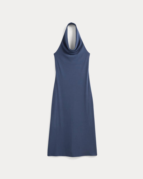 Cowlneck Halter Dress in Butterknit | Washed Navy
