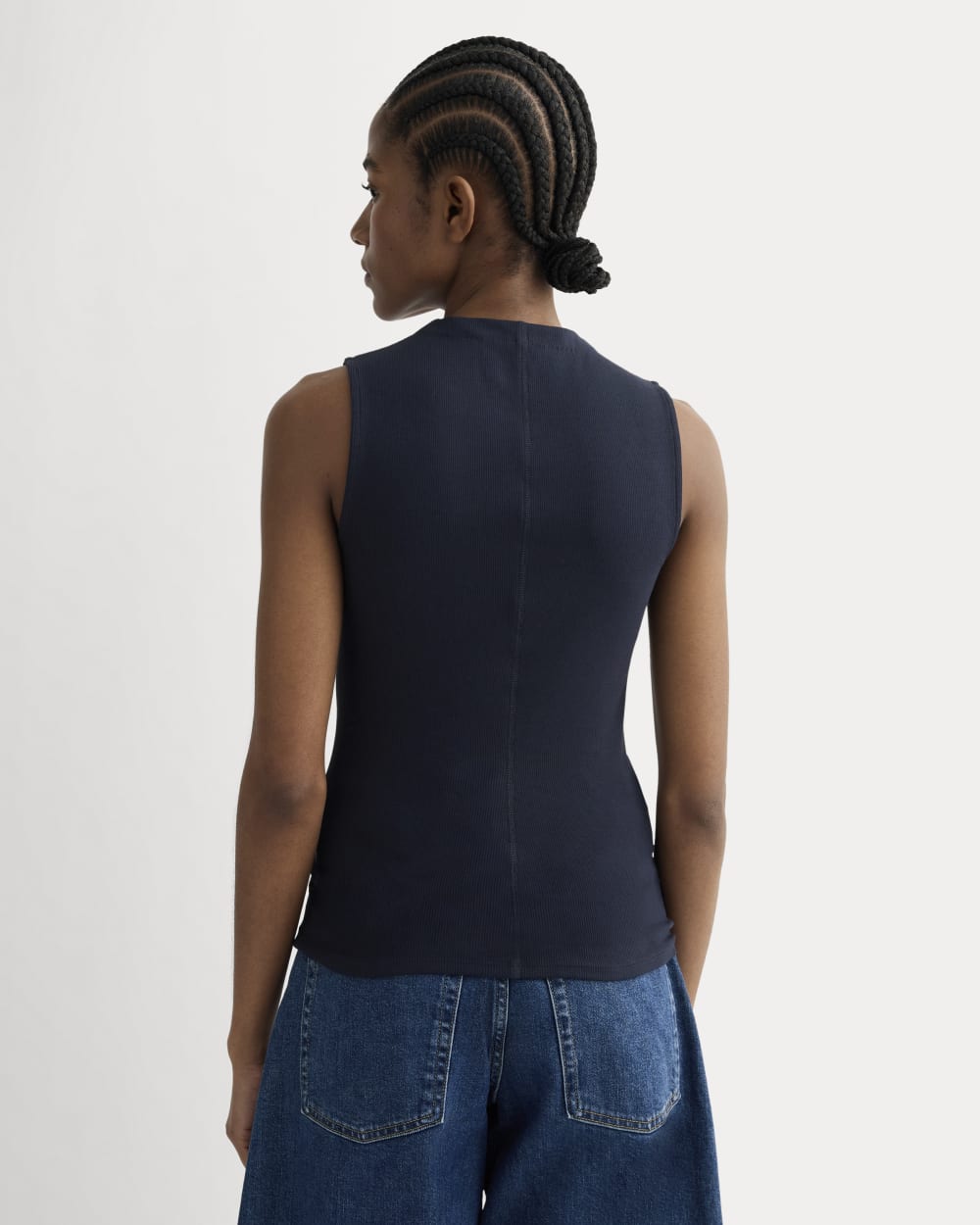The Luxe Rib Funnel-Neck Tank | Navy