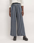 The Satin Pull-On Pant |  Navy / Bone