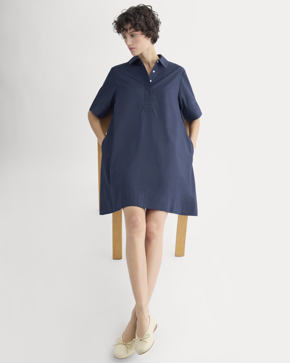 Popover Mini Shirtrdress in Ultrasoft Cotton | Navy