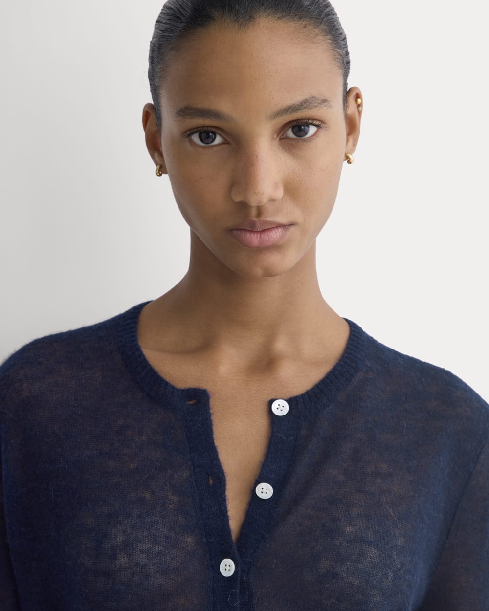 The Air Alpaca™ Short-Sleeve Cardigan | Navy