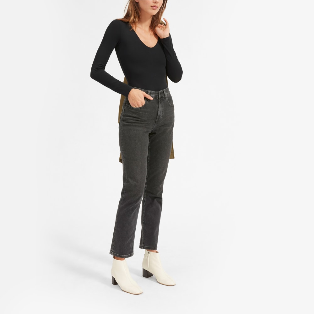 The Long-Sleeve V-Neck Bodysuit | Black | Bikini