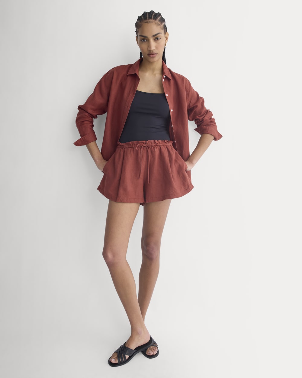 Flowy Short in Linen | Henna Red