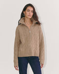 The Cable Half-Zip in Luxe Merino | Oat Melange