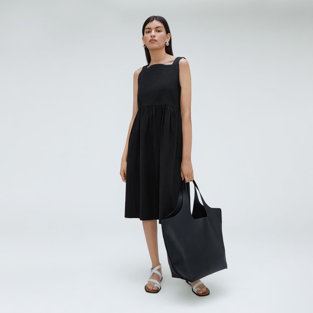 The Seersucker Midi Dress | Black