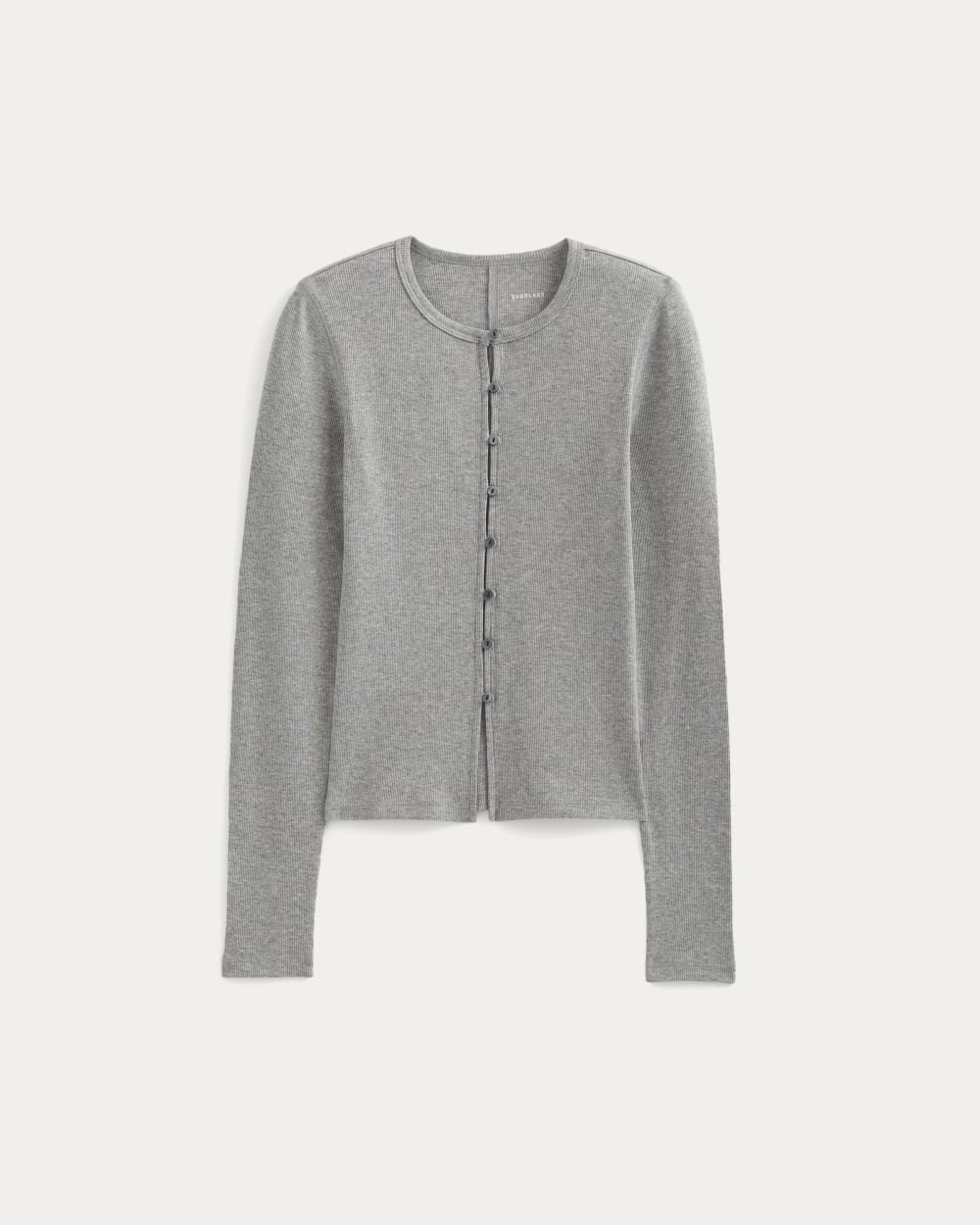 Luxe Rib Button-Up Top | Heathered Light Grey