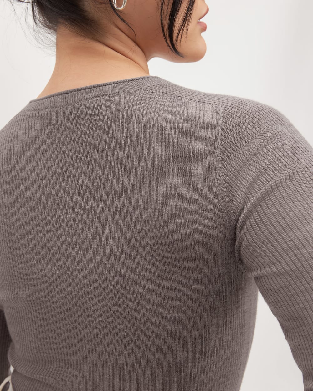 The Long-Sleeve Sweater Tee in Ultrasoft Merino | Heather Cocoa
