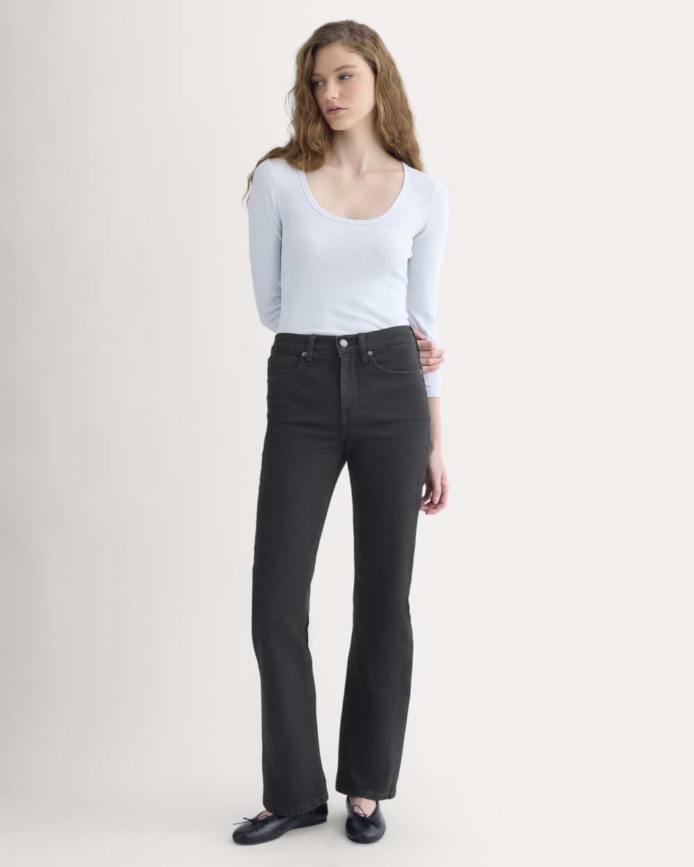 Luxe Rib Deep U-Neck Top | Skywriting