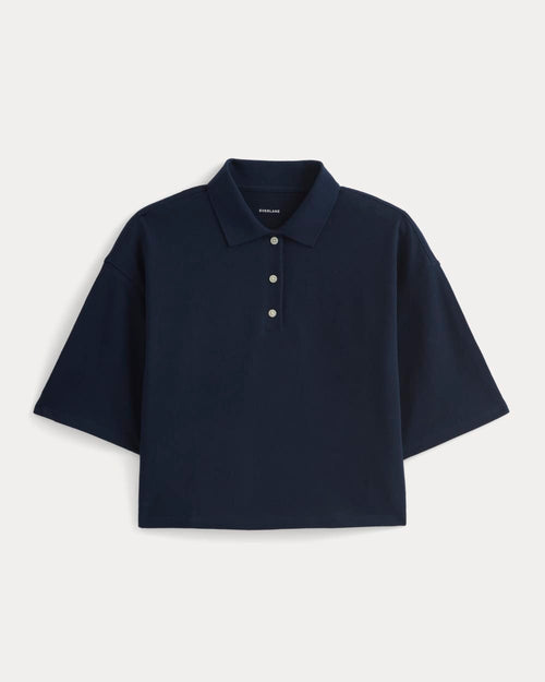 Pique Boxy Polo | Navy