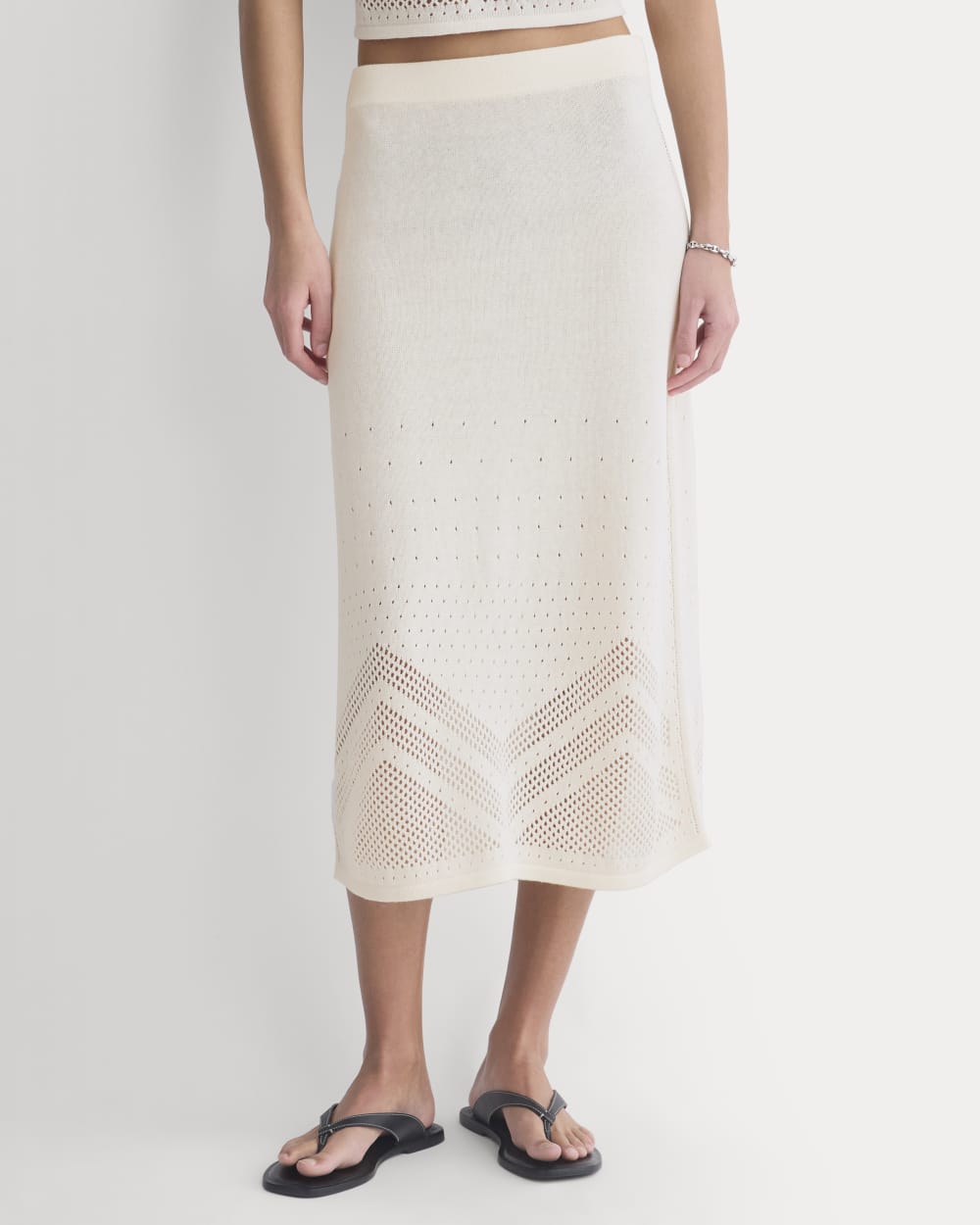 Lace-Knit Maxi Skirt | Bone