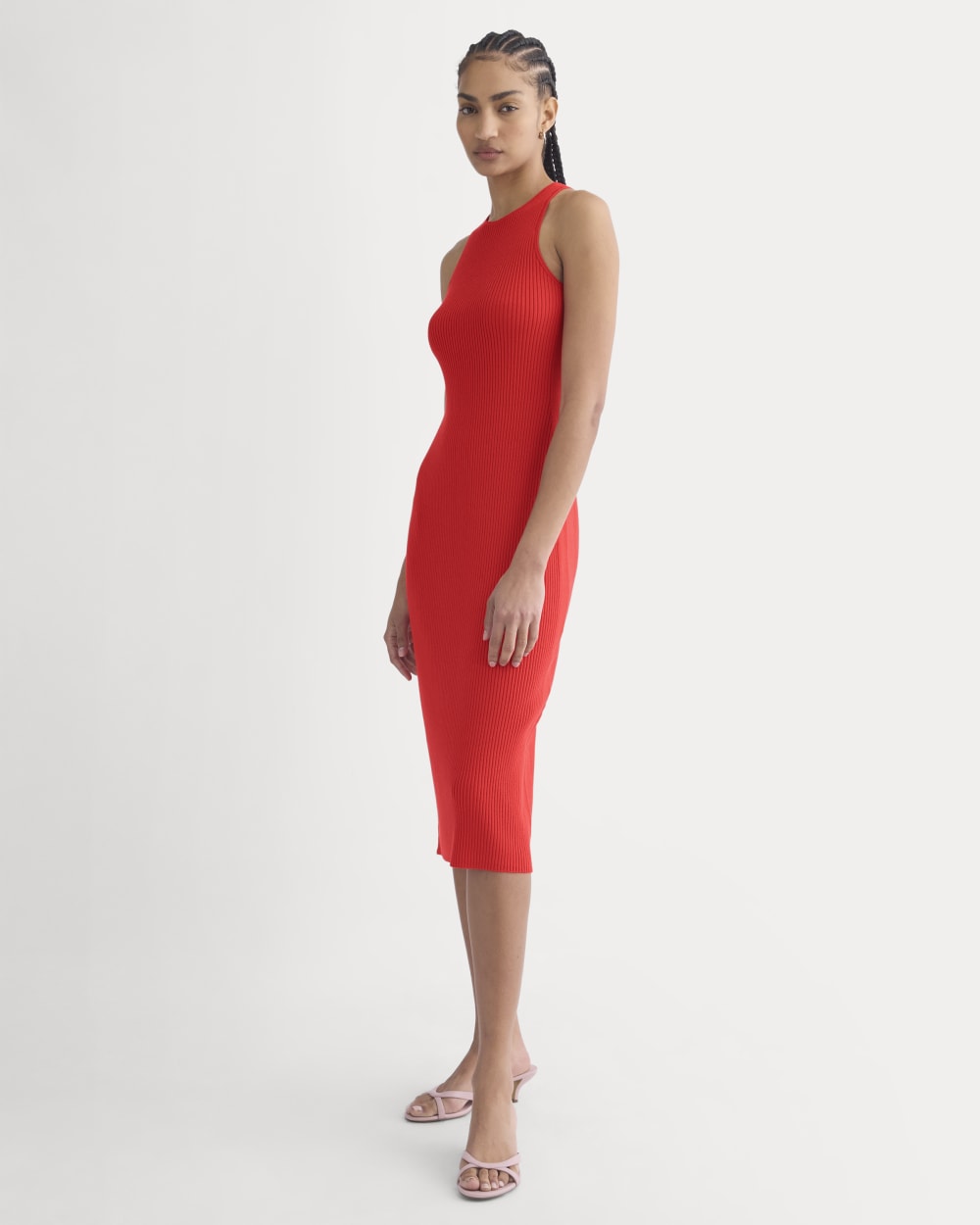 Cutaway Ribbed Midi Dress | Fiery Red
