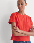 The Box-Cut Tee in Essential Cotton | Fiery Red | Pocket
