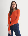 The Luxe Rib Long-Sleeve Crew | Rust