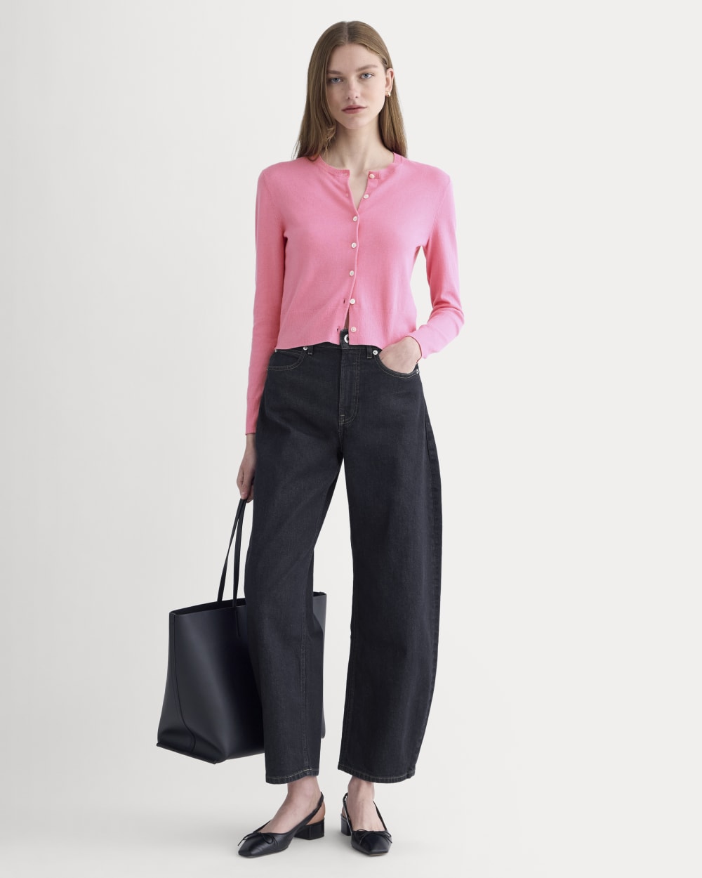 The Cropped Cardigan in Cotton Cashmere | Deep Pink