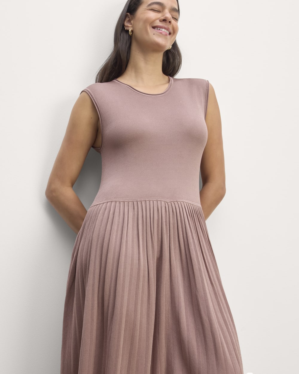 The Knit Pleated Dress | Dusty Rose