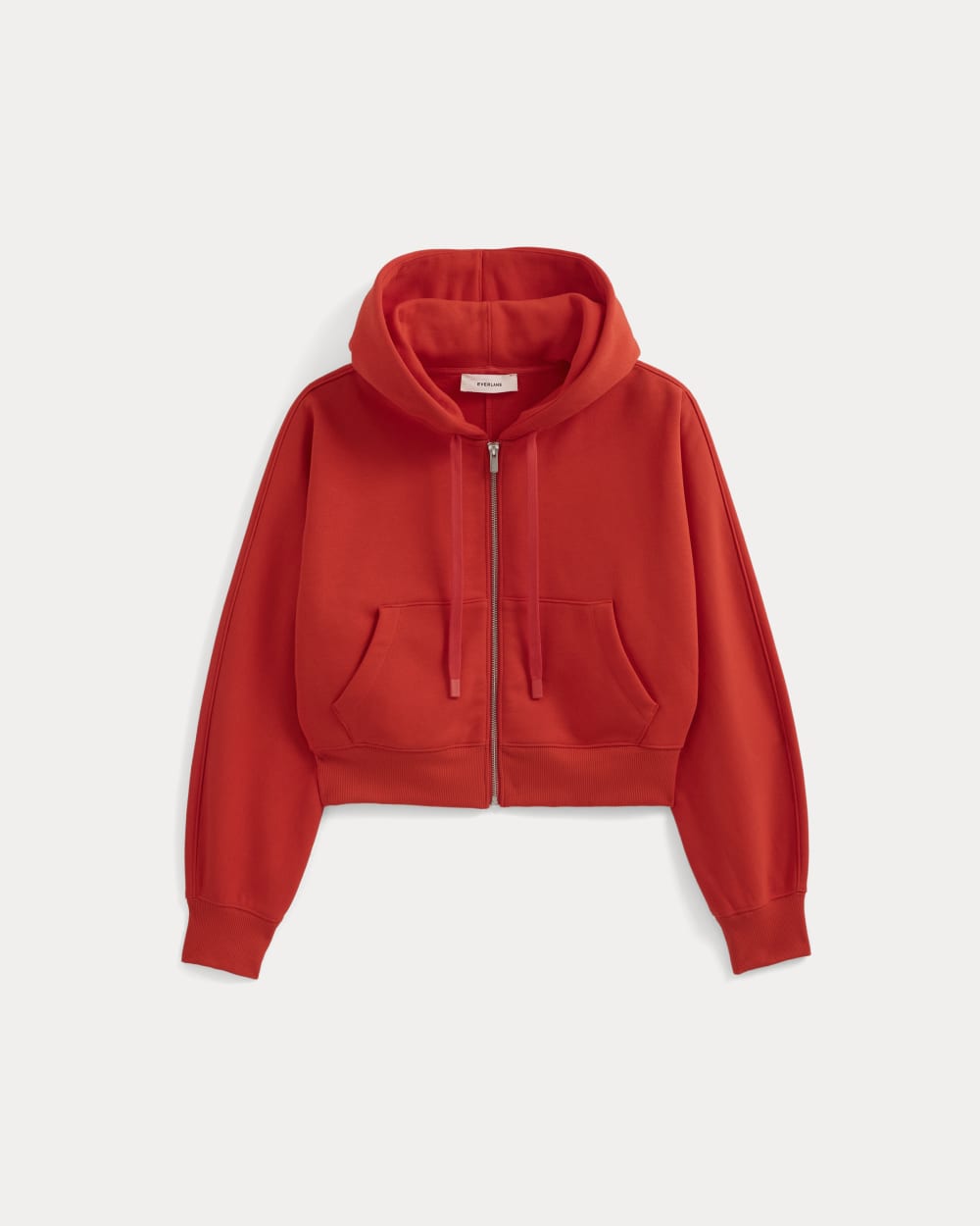 Luxe Fleece Full-Zip Cropped Hoodie | Fiery Red