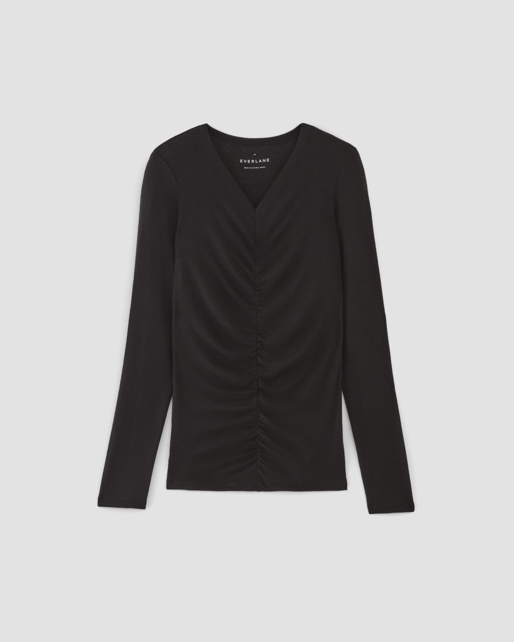 The Ruched V-Neck Tee in Butterluxe | Black